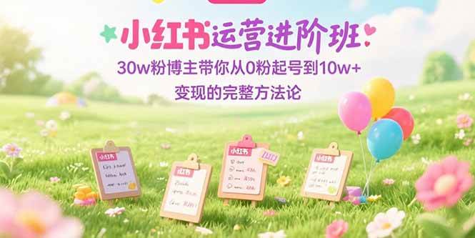 (15318期)小红书运营进阶班:30w粉博主带你从0粉起号到10w+变现的完整方法论-润格副业网-每天分享热门副业赚钱项目
