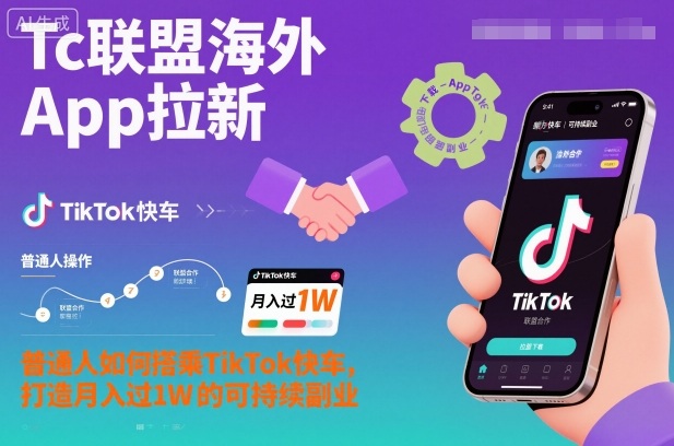 Tc联盟海外App拉新：普通人如何搭乘TikTok快车，打造月入过1W的可持续副业-润格副业网-每天分享热门副业赚钱项目