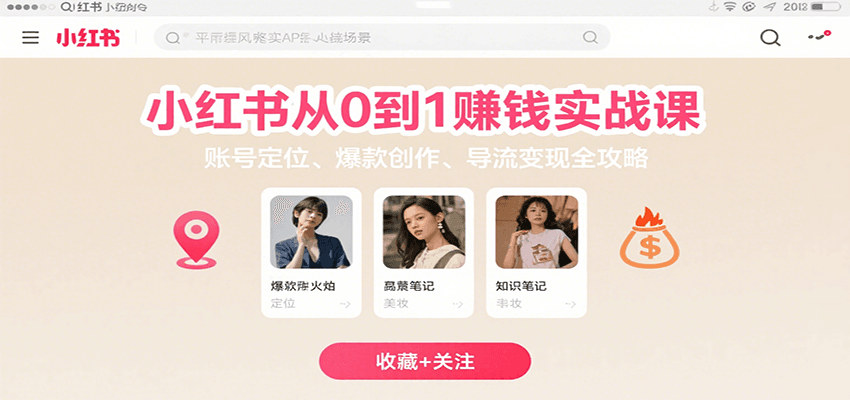 小红书从0到1赚钱实战课：账号定位、 爆款创作 、导流变现全攻略-润格副业网-每天分享热门副业赚钱项目