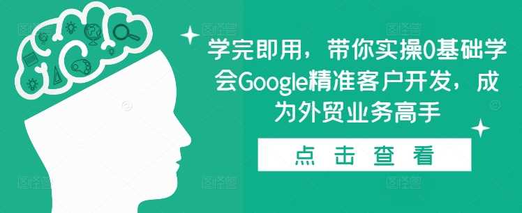 学完即用,带你实操0基础学会Google精准客户开发,成为外贸业务高手-润格副业网-每天分享热门副业赚钱项目