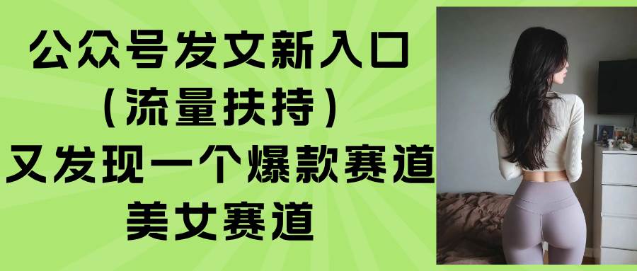 （15781期）公众号发文新入口（流量扶持），又发现一个爆款赛道：美女赛道-润格副业网-每天分享热门副业赚钱项目