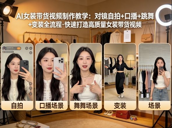 AI女装带货视频制作教学，对镜自拍、口播、跳舞、变装全流程，快速打造高质量女装带货视频-润格副业网-每天分享热门副业赚钱项目