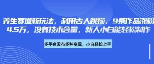 养生赛道新玩法，利用古人跳操，9条作品涨粉4.5W，没有技术含量，新人小白能轻松制作-润格副业网-每天分享热门副业赚钱项目