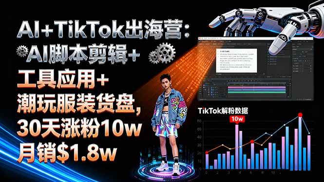 (16108期)AI+TikTok出海营:AI脚本剪辑+工具应用+潮玩服装货盘,30天涨粉10w月销$1.8w-润格副业网-每天分享热门副业赚钱项目