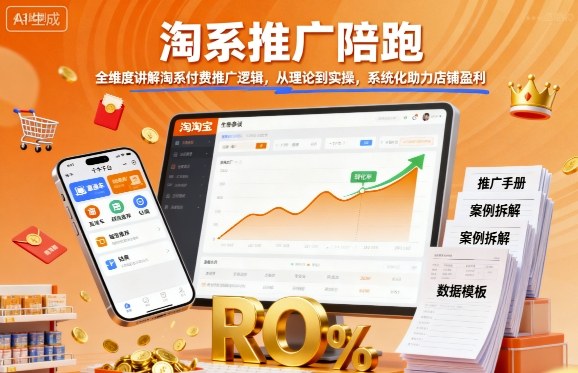 淘系推广陪跑,全维度讲解淘系付费推广逻辑,从理论到实操,系统化助力店铺盈利-润格副业网-每天分享热门副业赚钱项目