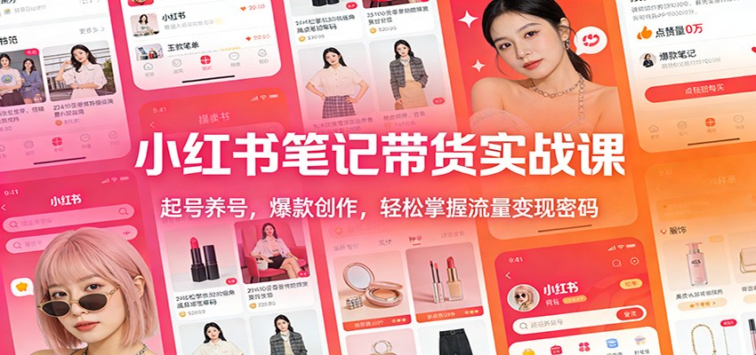 小红书笔记带货实战课：起号养号，爆款创作，轻松掌握流量变现密码-润格副业网-每天分享热门副业赚钱项目