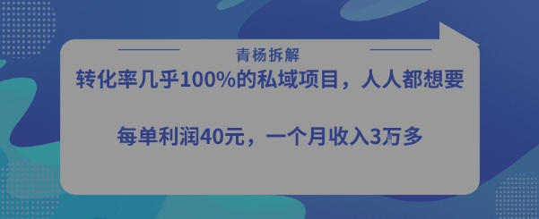 转化率最高的私域项目,每单利润40-50米,月入过1w-润格副业网-每天分享热门副业赚钱项目