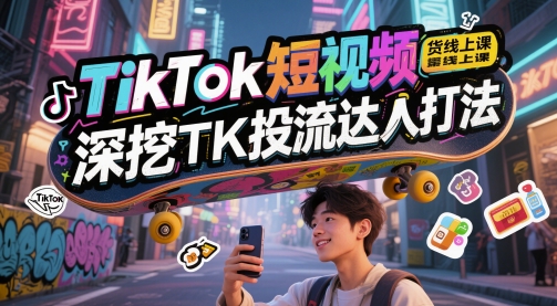 TikTok短视频带货线上课,深挖TK投流达人打法-润格副业网-每天分享热门副业赚钱项目