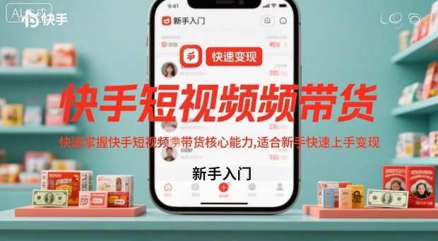 快手短视频带货，快速掌握快手短视频带货核心能力，适合新手快速上手变现-润格副业网-每天分享热门副业赚钱项目