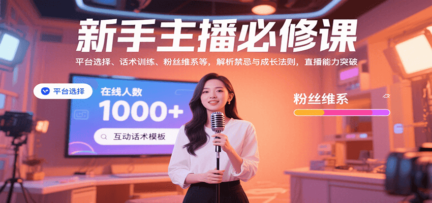 新手主播必修课：平台选择、话术训练、粉丝维系等，解析禁忌与成长法则，突破直播能力-润格副业网-每天分享热门副业赚钱项目