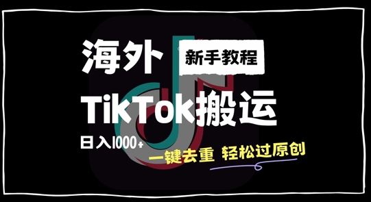2024最新海外TikTok搬运玩法,一键去重轻松过原创,新手无经验也能日入1k【揭秘】-润格副业网-每天分享热门副业赚钱项目