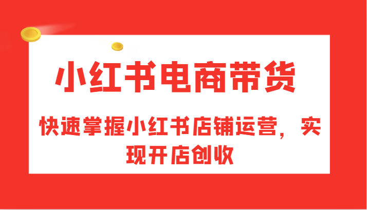 小红书电商带货，快速掌握小红书店铺运营，实现开店创收-润格副业网-每天分享热门副业赚钱项目