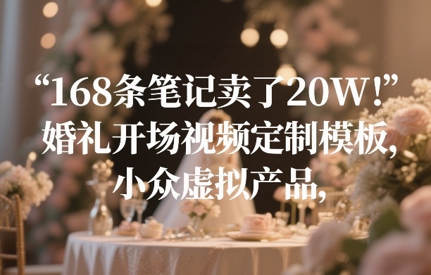 168条笔记卖了20W！婚礼开场视频定制模板，小众虚拟产品-润格副业网-每天分享热门副业赚钱项目