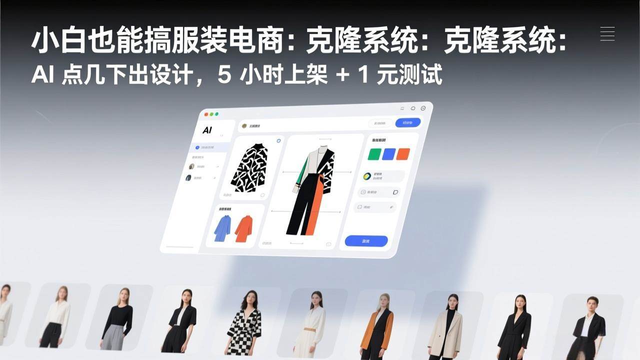 (17411期)小白也能搞服装电商:克隆系统:AI 点几下出设计,5 小时上架 + 1 元测试-润格副业网-每天分享热门副业赚钱项目