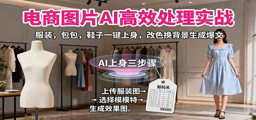 电商图片AI高效处理实战，服装，包包，鞋子一键上身，改色换背景生成爆文-润格副业网-每天分享热门副业赚钱项目