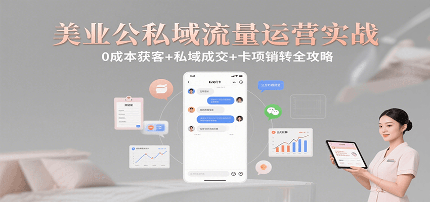 美业公私域流量运营实战：0成本获客+私域成交+卡项销转全攻略-润格副业网-每天分享热门副业赚钱项目