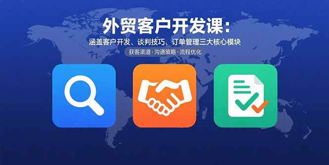 外贸客户开发课：涵盖客户开发、谈判技巧、订单管理三大核心模块-润格副业网-每天分享热门副业赚钱项目