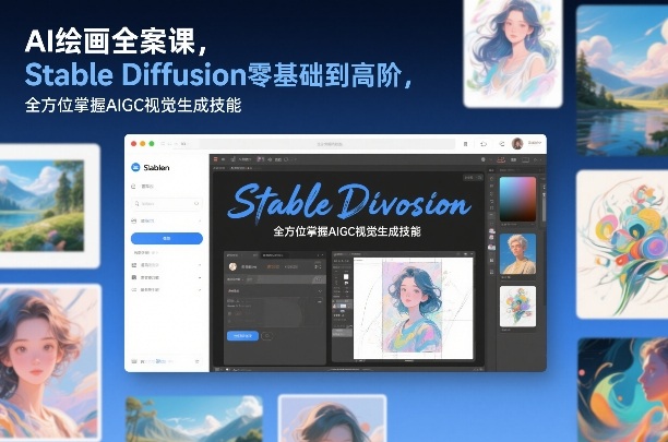 AI绘画全案课，Stable Diffusion零基础到高阶，全方位掌握AIGC视觉生成技能-润格副业网-每天分享热门副业赚钱项目