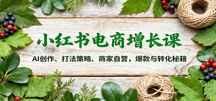 小红书电商增长课：AI创作、打法策略、商家自营，爆款与转化秘籍-润格副业网-每天分享热门副业赚钱项目