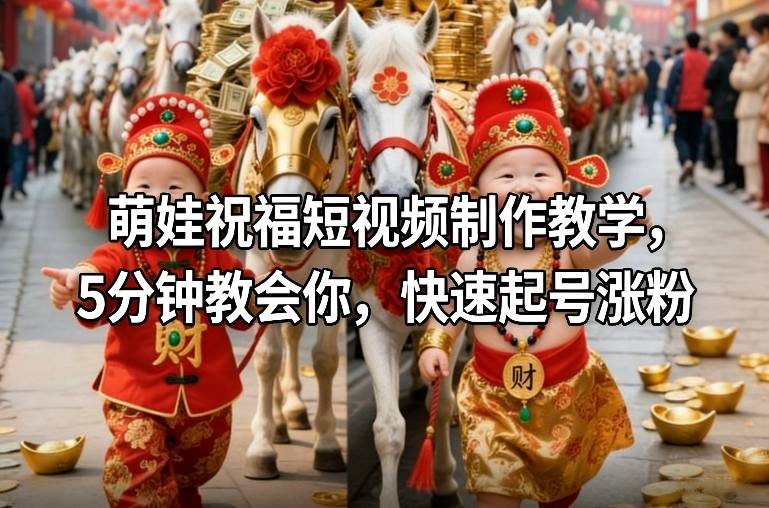 萌娃祝福短视频制作教学，5分钟教会你，快速起号涨粉-润格副业网-每天分享热门副业赚钱项目