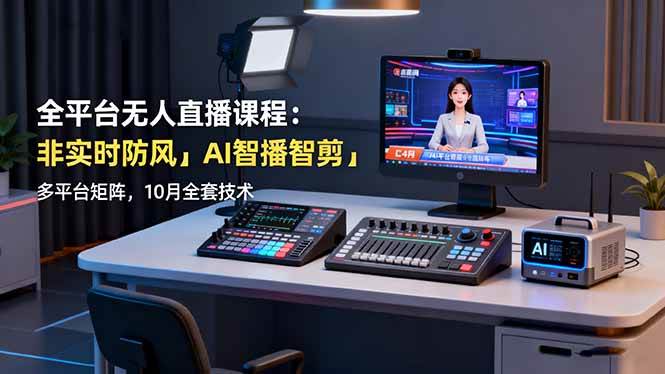 （16279期）全平台无人直播课程：非实时防风＋AI智播智剪＋多平台矩阵，10月全套技术-润格副业网-每天分享热门副业赚钱项目