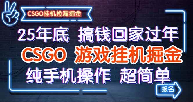 (16343期)25年底搞钱回家过年,CSGO游戏挂机掘金,纯手机操作超简单-润格副业网-每天分享热门副业赚钱项目