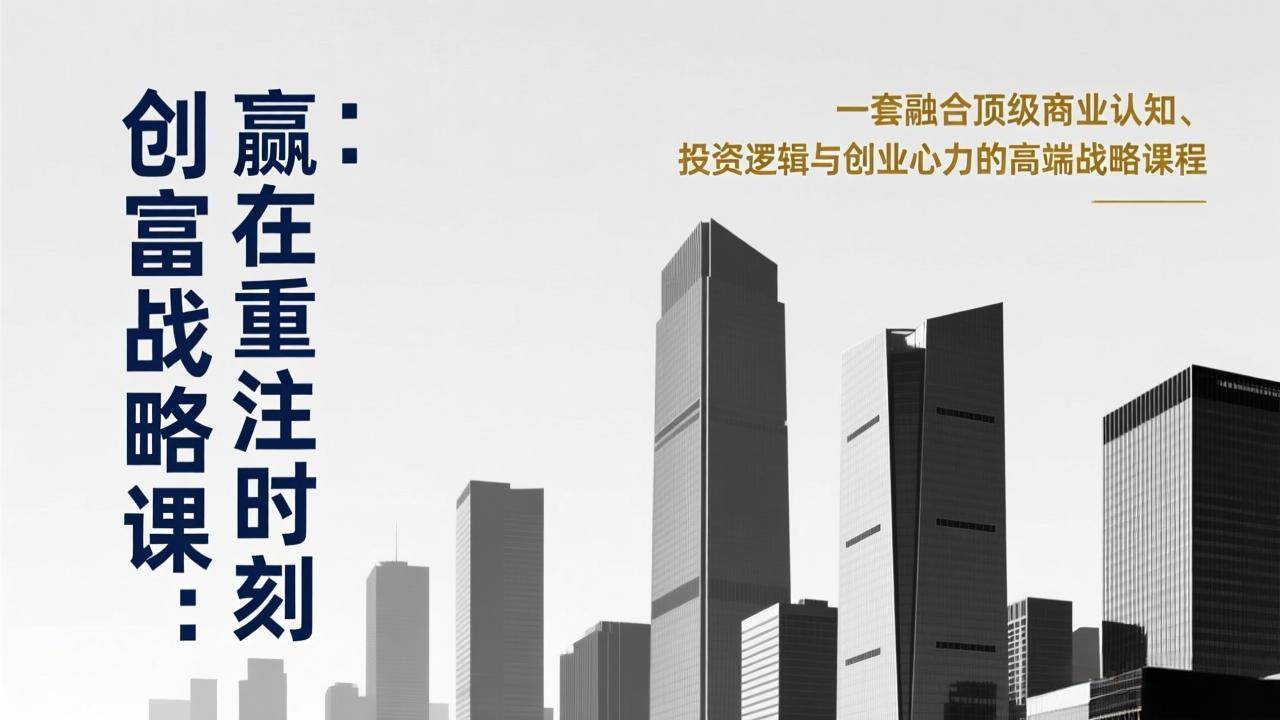 （17337期）《创富战略课：赢在重注时刻》一套融合顶级商业认知、投资逻辑与创业心力的高端战略课程-润格副业网-每天分享热门副业赚钱项目