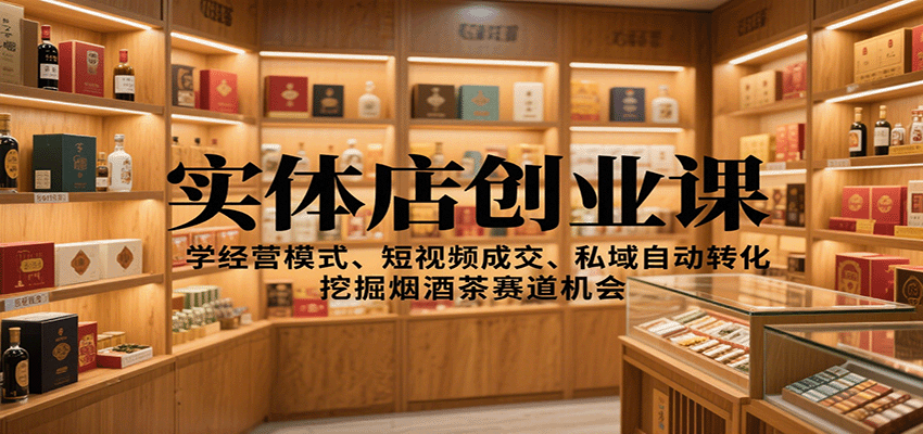 实体店创业课：学经营模式、短视频成交、私域自动转化，挖掘烟酒茶赛道机会-润格副业网-每天分享热门副业赚钱项目