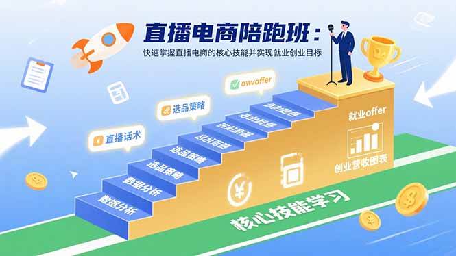 （15900期）直播电商陪跑班：快速掌握直播电商的核心技能并实现就业/创业目标-润格副业网-每天分享热门副业赚钱项目