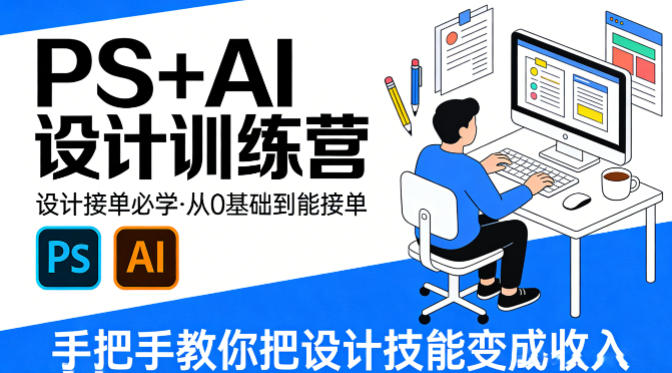 设计接单必学，PS+AI设计训练营，从0基础到能接单，手把手教你把设计技能变成收入-润格副业网-每天分享热门副业赚钱项目