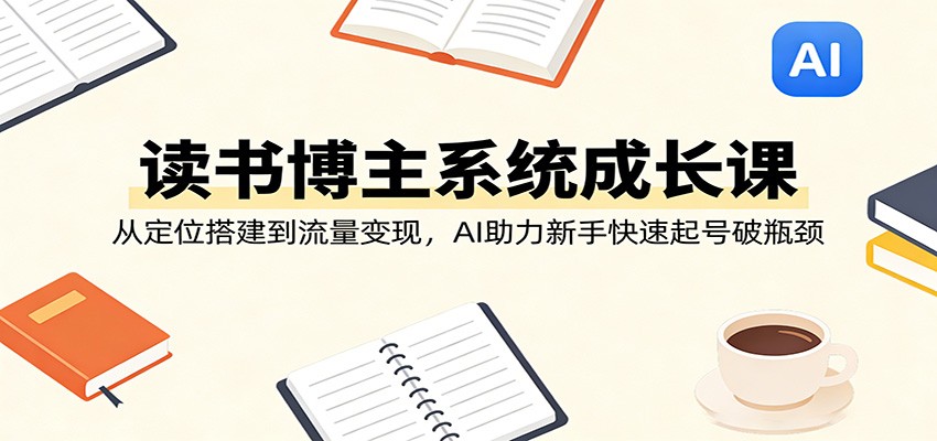 读书博主系统成长课：从定位搭建到流量变现，AI助力新手快速起号破瓶颈-润格副业网-每天分享热门副业赚钱项目