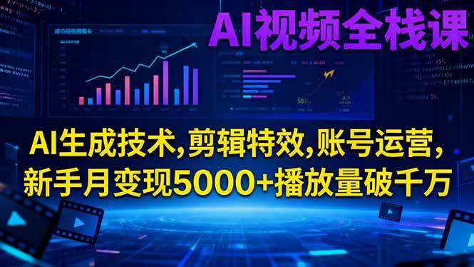 （16603期）AI视频全栈课:AI生成技术,剪辑特效,账号运营,新手月变现5000+播放量破千万-润格副业网-每天分享热门副业赚钱项目