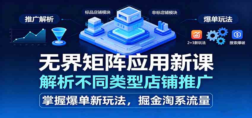 无界矩阵应用新课，解析不同类型店铺推广，掌握爆单新玩法，掘金淘系流量-润格副业网-每天分享热门副业赚钱项目