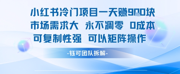 小红书冷门项目一天收益9张,市场需求大,0成本,可复制性强可以矩阵操作-润格副业网-每天分享热门副业赚钱项目