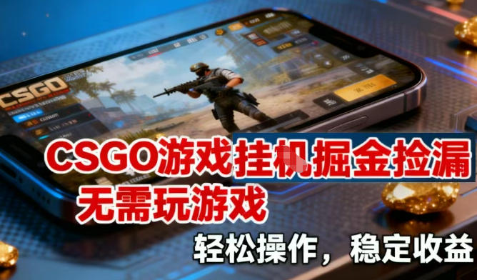 CSGO游戏挂G掘金捡漏，不需要玩游戏，操作简单，收益稳定【揭秘】-润格副业网-每天分享热门副业赚钱项目