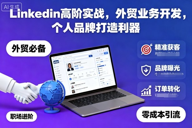 Linkedin高阶实战,外贸业务开发,个人品牌打造利器-润格副业网-每天分享热门副业赚钱项目