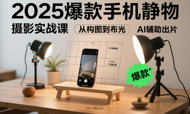 2025爆款手机静物摄影实战课，从构图到布光，不用贵设备，AI辅助出片-润格副业网-每天分享热门副业赚钱项目