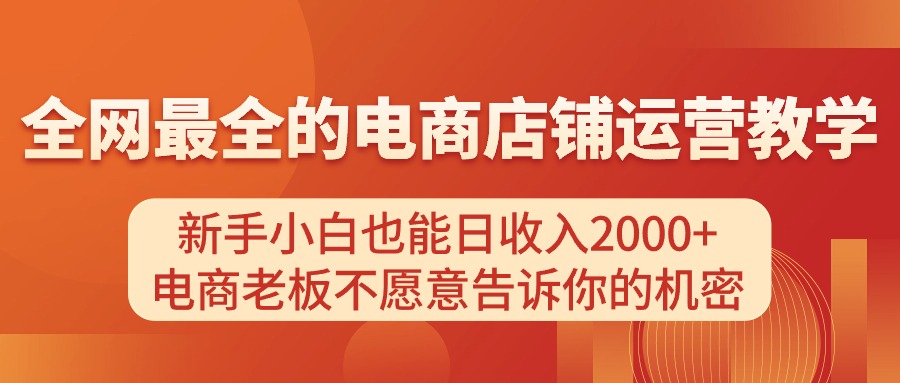 （11266期）电商店铺运营教学，新手小白也能日收入2000+，电商老板不愿意告诉你的机密-润格副业网-每天分享热门副业赚钱项目