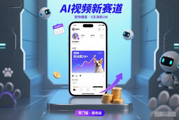 AI视频新赛道,宠物播客仅注册5天涨粉2W,收益非常可观 AI视频新赛道,宠物播客仅注册5天涨粉2W,收益非常可观