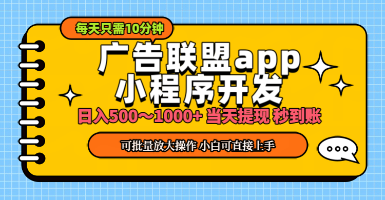 (11645期)小程序开发 广告赚钱 日入500~1000+ 小白轻松上手!-润格副业网-每天分享热门副业赚钱项目