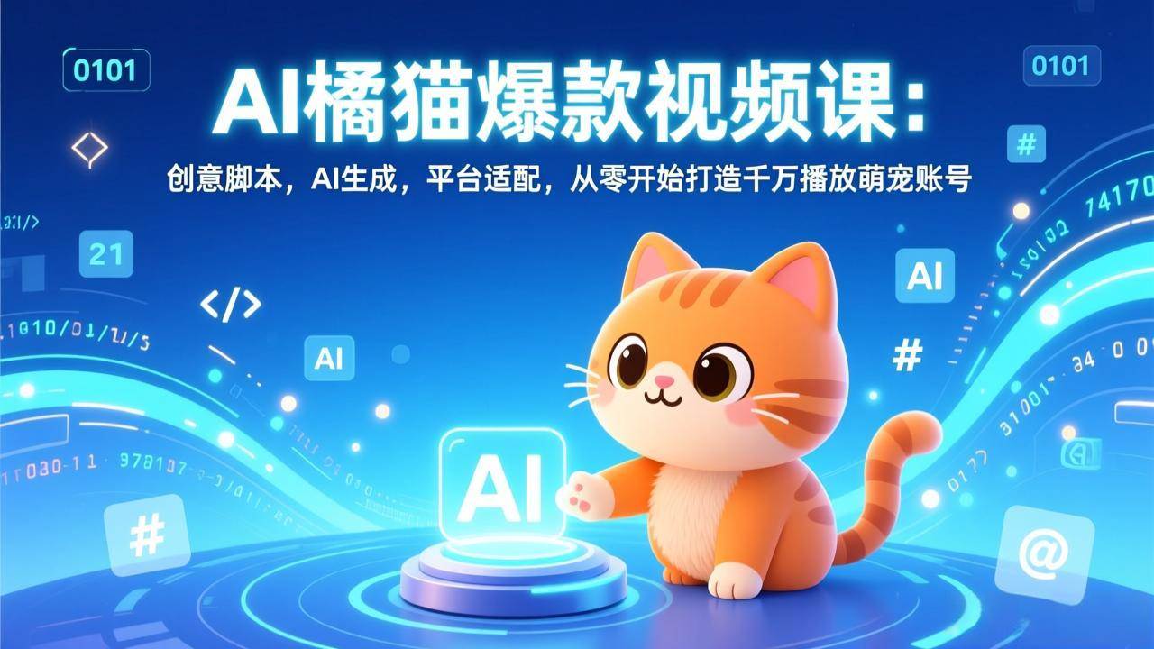 (17091期)AI橘猫爆款视频课:创意脚本,AI生成,平台适配,从零开始打造千万播放萌宠账号-润格副业网-每天分享热门副业赚钱项目