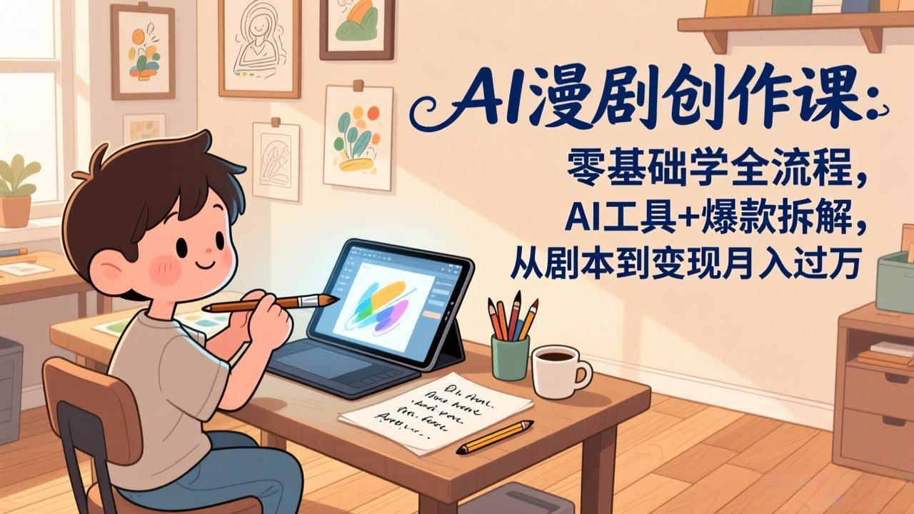 （17519期）AI漫剧创作课：零基础学全流程，AI工具+爆款拆解，从剧本到变现月入过万-润格副业网-每天分享热门副业赚钱项目