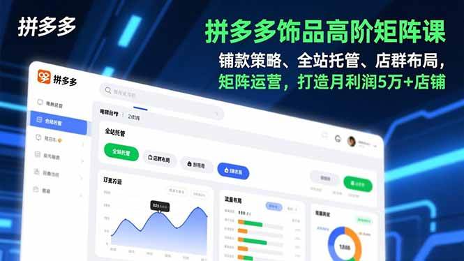 （16915期）拼多多饰品高阶矩阵课，铺款策略、全站托管、店群布局，矩阵运营，打造月利润5万+店铺-润格副业网-每天分享热门副业赚钱项目