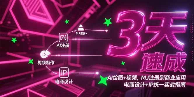（15245期）3天速成AI绘图+视频，MJ注册到商业应用，电商设计+IP统一实战指南-润格副业网-每天分享热门副业赚钱项目