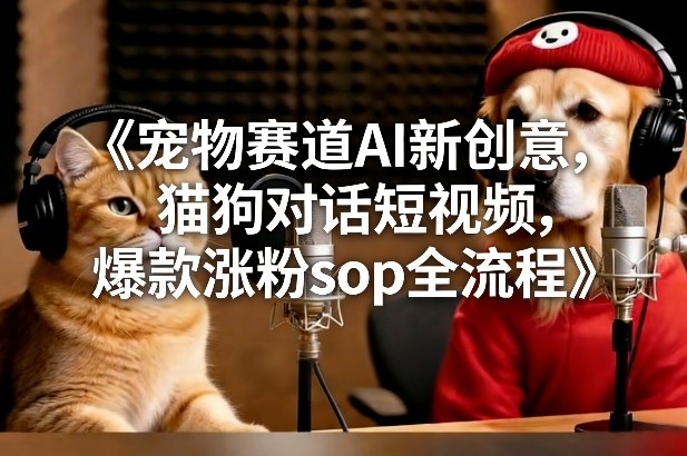 宠物赛道AI新创意，猫狗对话短视频，爆款涨粉sop全流程-润格副业网-每天分享热门副业赚钱项目