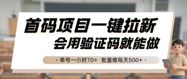首码项目一键拉新，会用验证码就能做 单号一小时70+，批量做每天5张【揭秘】-润格副业网-每天分享热门副业赚钱项目