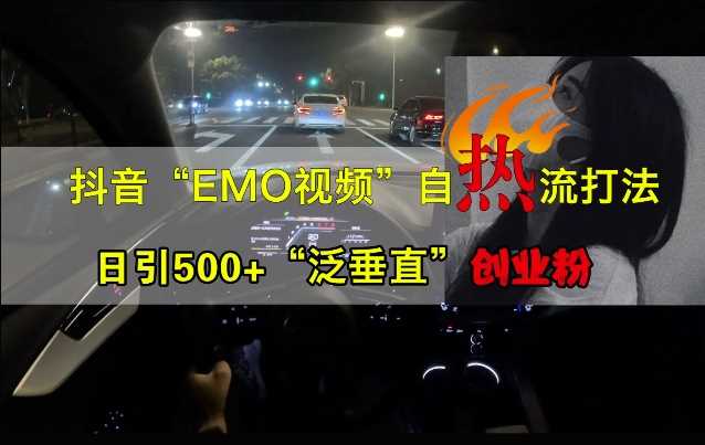 抖音EMO视频自热打法,日引500+“泛垂直”创业粉-润格副业网-每天分享热门副业赚钱项目