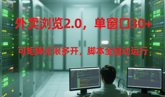 外卖浏览2.0，单窗口30+可矩阵无限多开，脚本全自动运行【揭秘】-润格副业网-每天分享热门副业赚钱项目