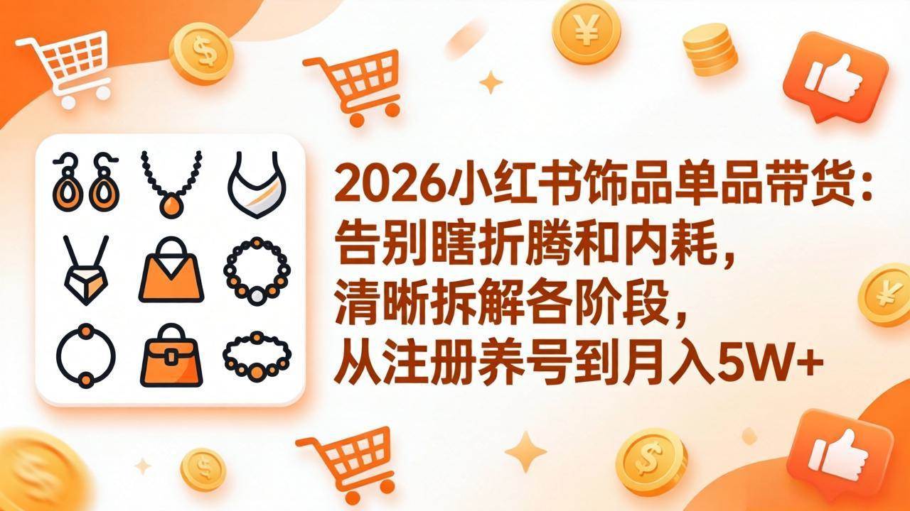 (17861期)2026小红书饰品单品带货:告别瞎折腾和内耗,清晰拆解各阶段,从注册养号到月入5W+ (17861期)2026小红书饰品单品带货:告别瞎折腾和内耗,清晰拆解各阶段,从注册养号到月入5W+