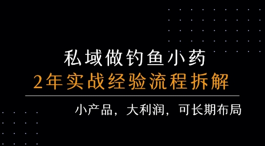 私域做钓鱼小药 每单利润3张+ 详细流程拆解-润格副业网-每天分享热门副业赚钱项目